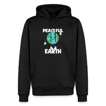 Earth Day - Peaceful Earth - Männer Premium Bio Hoodie - Schwarz - Vorne - Nico (187cm)