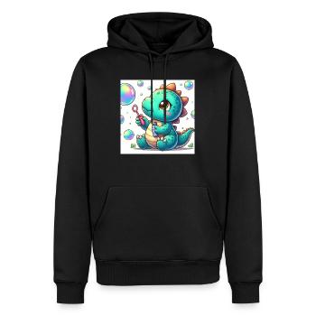 Dino petit avec bulles de savon - Sweat à capuche Premium bio Homme - noir - Devant - Nico (187cm)