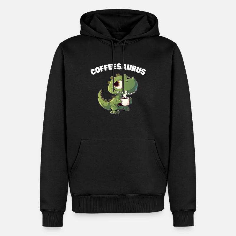 Coffeesaurus (Café-aure) - Sweat à capuche Premium bio Homme - noir