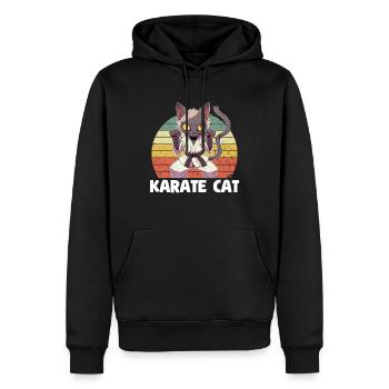 Karate Cat - Männer Premium Bio Hoodie - Schwarz - Vorne - Nico (187cm)