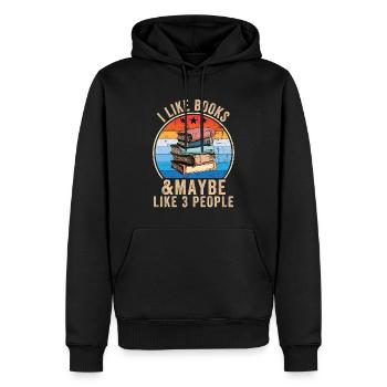 J’aime les livres et peut-être 3 personnes - Sweat à capuche Premium bio Homme - noir - Devant - Nico (187cm)
