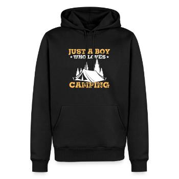 Just A Boy Who Loves Camping - Men’s Premium Organic Hoodie - black - Front - Nico (187cm)