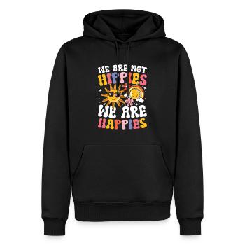 We Are Not Hippies We Are Happies für einen - Männer Premium Bio Hoodie - Schwarz - Vorne - Nico (187cm)