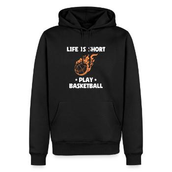 La vie est courte Jouer au basket-ball - Sweat à capuche Premium bio Homme - noir - Devant - Nico (187cm)