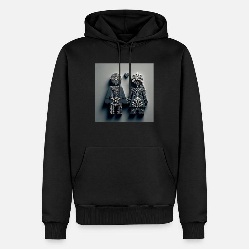 Couple main dans la main - Sweat à capuche Premium bio Homme - noir