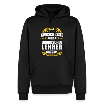 Ich Bin Kein Klugscheisser Grundschullehrer Lehrer - Männer Premium Bio Hoodie - Schwarz - Vorne - Nico (187cm)