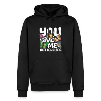 You Give Me Butterflies - Männer Premium Bio Hoodie - Schwarz - Vorne - Nico (187cm)