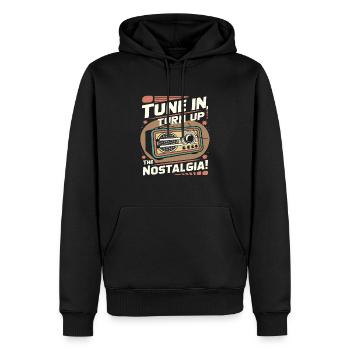 Tune In, Turn Up the Nostalgia with Vintage Radio - Männer Premium Bio Hoodie - Schwarz - Vorne - Nico (187cm)