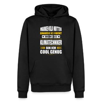 Markenklamotten Brauche Ich Nicht Klimatechniker - Männer Premium Bio Hoodie - Schwarz - Vorne - Nico (187cm)