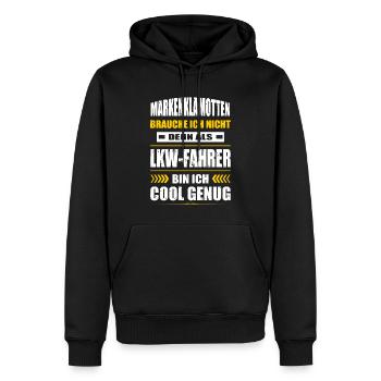 Markenklamotten Brauche Ich Nicht LKW-Fahrer - Männer Premium Bio Hoodie - Schwarz - Vorne - Nico (187cm)