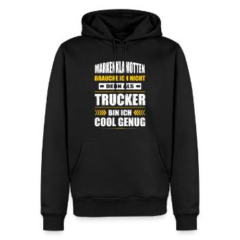Markenklamotten Brauche Ich Nicht Trucker LKW - Männer Premium Bio Hoodie - Schwarz - Vorne - Nico (187cm)