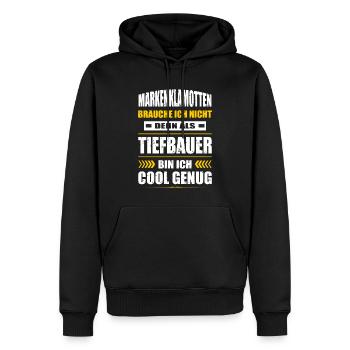 Markenklamotten Brauche Ich Nicht Tiefbauer - Männer Premium Bio Hoodie - Schwarz - Vorne - Nico (187cm)