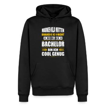 Markenklamotten Brauche Ich Nicht Bachelor - Männer Premium Bio Hoodie - Schwarz - Vorne - Nico (187cm)