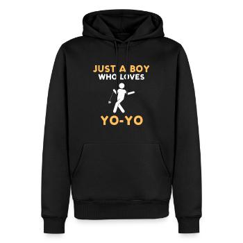 Juste un garçon qui aime Yoyo - Sweat à capuche Premium bio Homme - noir - Devant - Nico (187cm)