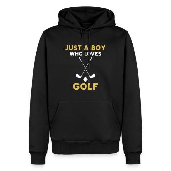 Just A Boy Who Loves Golf - Men’s Premium Organic Hoodie - black - Front - Nico (187cm)