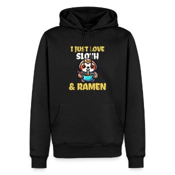 I Just Love Sloth And Ramen - Men’s Premium Organic Hoodie - black - Front - Nico (187cm)