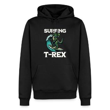 Surfing T-Rex - Men’s Premium Organic Hoodie - black - Front - Nico (187cm)