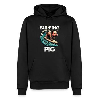 Surfing Pig - Men’s Premium Organic Hoodie - black - Front - Nico (187cm)