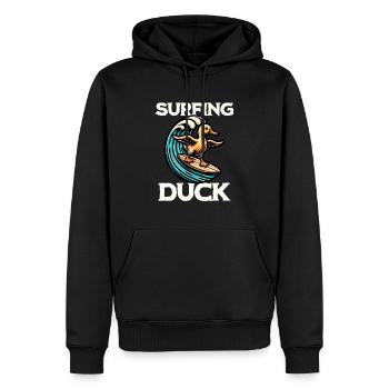 Surfing Duck - Men’s Premium Organic Hoodie - black - Front - Nico (187cm)