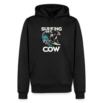 Vache surfeuse - Sweat à capuche Premium bio Homme - noir - Devant - Nico (187cm)