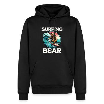 Surfing Bear - Men’s Premium Organic Hoodie - black - Front - Nico (187cm)