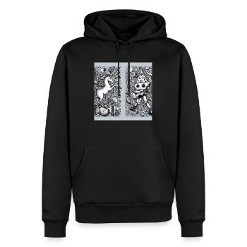 Einhorn und Pizza - Männer Premium Bio Hoodie - Schwarz - Vorne - Nico (187cm)