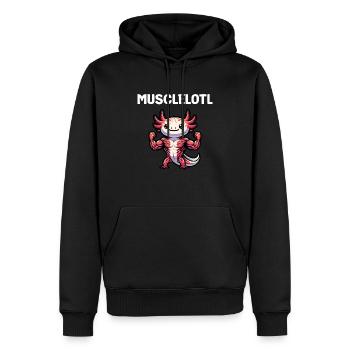Musclelotl - Sweat à capuche Premium bio Homme - noir - Devant - Nico (187cm)