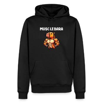 Musclebara - Männer Premium Bio Hoodie - Schwarz - Vorne - Nico (187cm)