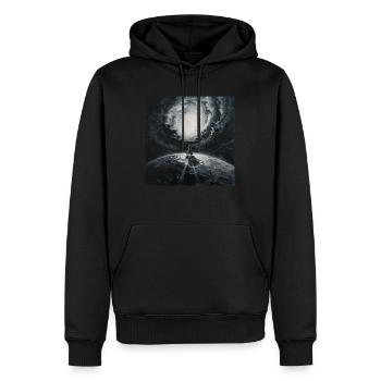 Dark Space - Men’s Premium Organic Hoodie - black - Front - Nico (187cm)