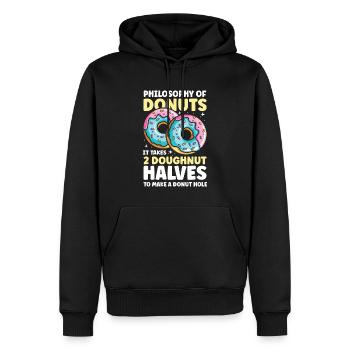 Philosophy of Donuts It takes 2 Doughnut Halves - Männer Premium Bio Hoodie - Schwarz - Vorne - Nico (187cm)