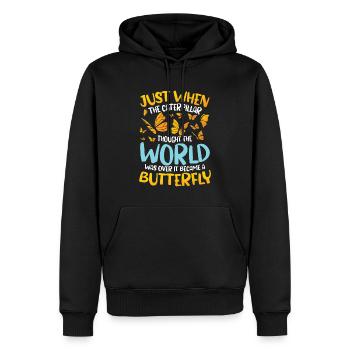 When The Caterpillar Thought The World Was Over - Männer Premium Bio Hoodie - Schwarz - Vorne - Nico (187cm)