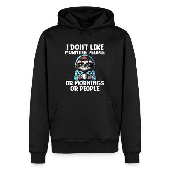 I Don't Like Morning People Or Mornings Or People - Männer Premium Bio Hoodie - Schwarz - Vorne - Nico (187cm)