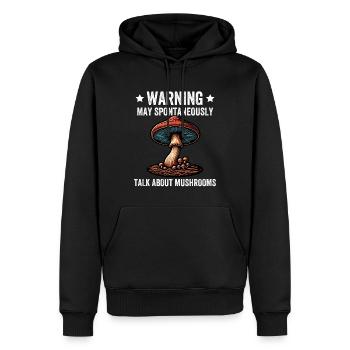 Avertissement : peut spontanément parler de champignons - Sweat à capuche Premium bio Homme - noir - Devant - Nico (187cm)