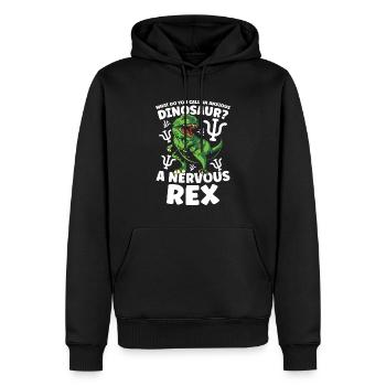 What do you call an Anxious Dinosaur Nervous Rex - Männer Premium Bio Hoodie - Schwarz - Vorne - Nico (187cm)