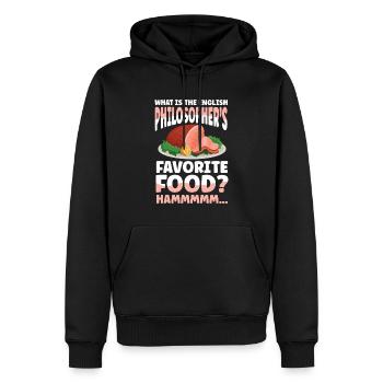 English Philosopher’s Favorite Food Hammmmm - Männer Premium Bio Hoodie - Schwarz - Vorne - Nico (187cm)