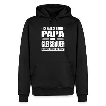Zwei Titel Papa und Gleisbauer Tiefbaufacharbeiter - Männer Premium Bio Hoodie - Schwarz - Vorne - Nico (187cm)