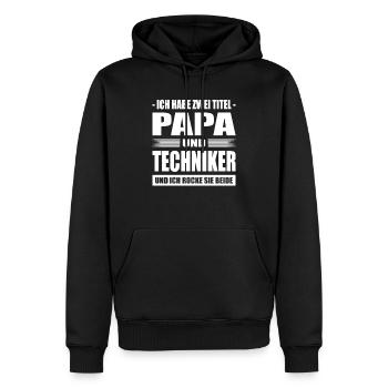 Ich Habe Zwei Titel Papa Und Techniker - Männer Premium Bio Hoodie - Schwarz - Vorne - Nico (187cm)