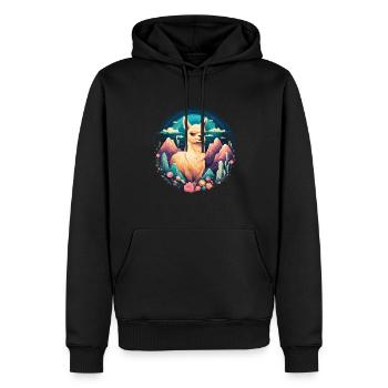 Alpaka Lama Blumen für Alpakaliebhaber - Männer Premium Bio Hoodie - Schwarz - Vorne - Nico (187cm)