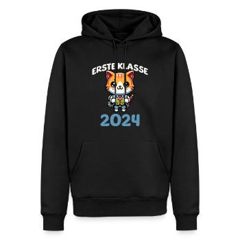 Erste Klasse 2024 - Männer Premium Bio Hoodie - Schwarz - Vorne - Nico (187cm)
