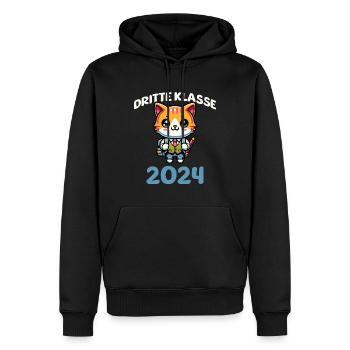 Dritte Klasse 2024 - Männer Premium Bio Hoodie - Schwarz - Vorne - Nico (187cm)