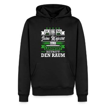 Achtung Seine Majestät Der Landwirt Bauer - Männer Premium Bio Hoodie - Schwarz - Vorne - Nico (187cm)