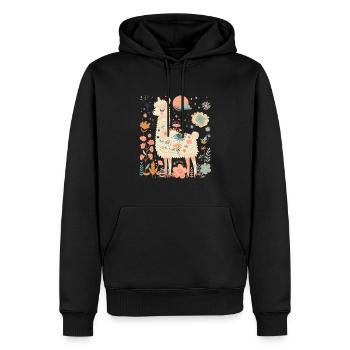 Alpaka Lama Blumen für Alpakaliebhaber - Männer Premium Bio Hoodie - Schwarz - Vorne - Nico (187cm)