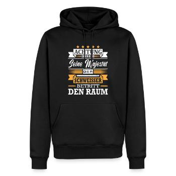 Achtung Seine Majestät Der Schweisser Metallbau - Männer Premium Bio Hoodie - Schwarz - Vorne - Nico (187cm)