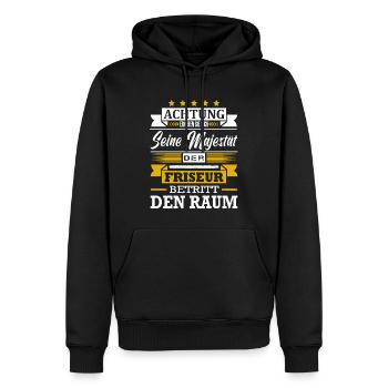 Achtung Seine Majestät Der Friseur Meister - Männer Premium Bio Hoodie - Schwarz - Vorne - Nico (187cm)