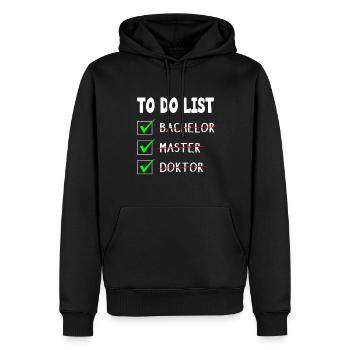 To Do List Bachelor Master Doktor Abschluss - Männer Premium Bio Hoodie - Schwarz - Vorne - Nico (187cm)