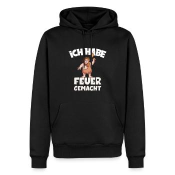 Ich hab Feuer gemacht für alle Männer - Männer Premium Bio Hoodie - Schwarz - Vorne - Nico (187cm)