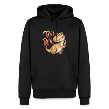 Niedlicher Dinosaurier trinkt Tee T-Rex Humor - Männer Premium Bio Hoodie - Schwarz - Vorne - Nico (187cm)
