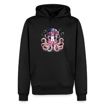 Niedlicher Oktopus mit Hut - Männer Premium Bio Hoodie - Schwarz - Vorne - Nico (187cm)