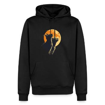 Bezaubernde Katzen mit Mond für alle - Männer Premium Bio Hoodie - Schwarz - Vorne - Nico (187cm)