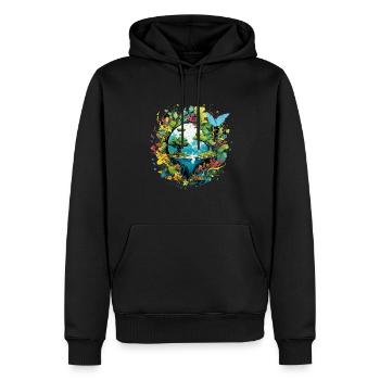 Respektier Muttererde Unseren Planeten Natur - Männer Premium Bio Hoodie - Schwarz - Vorne - Nico (187cm)